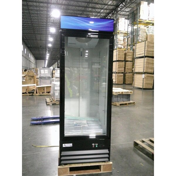 Scratch and Dent Avantco GDC-23-HC 28 3/8" Black Left-Hinged Swing Glass Door Merchandiser Refrigerator with LED Lighting