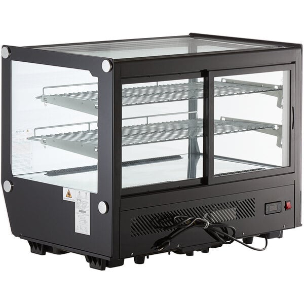 Scratch and Dent Avantco BCS-35-HC 34 5/8" Black Refrigerated Square Countertop Bakery Display Case with LED Lighting