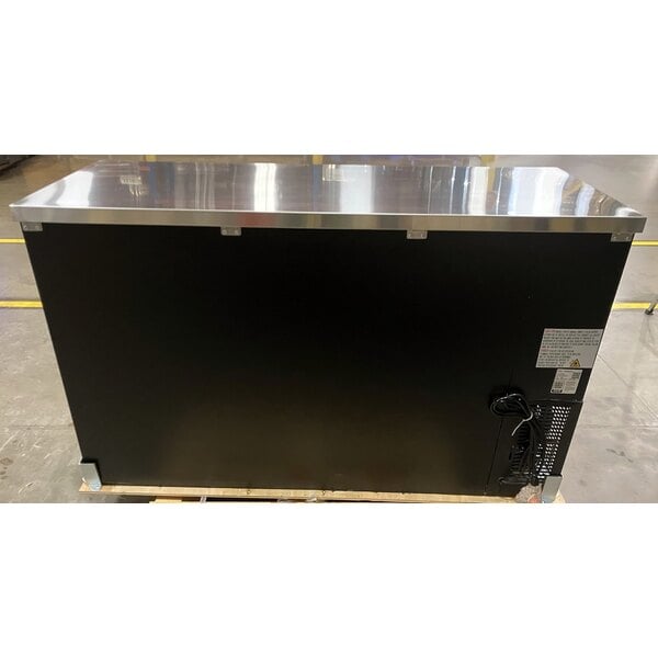 Scratch and Dent Avantco UBB-60S-HC 60" Black Counter Height Narrow Sliding Glass Door Back Bar Refrigerator with LED Lighting