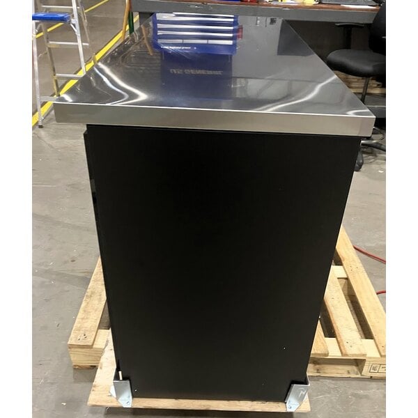 Scratch and Dent Avantco UBB-60S-HC 60" Black Counter Height Narrow Sliding Glass Door Back Bar Refrigerator with LED Lighting