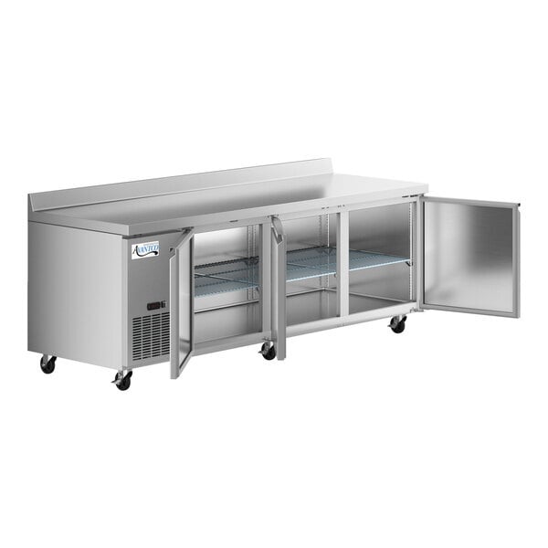 Scratch and Dent Avantco SS-WD-3R 93" Stainless Steel Extra Deep Worktop Refrigerator with 3 1/2" Backsplash