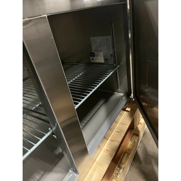Scratch and Dent Avantco SS-WD-3R 93" Stainless Steel Extra Deep Worktop Refrigerator with 3 1/2" Backsplash