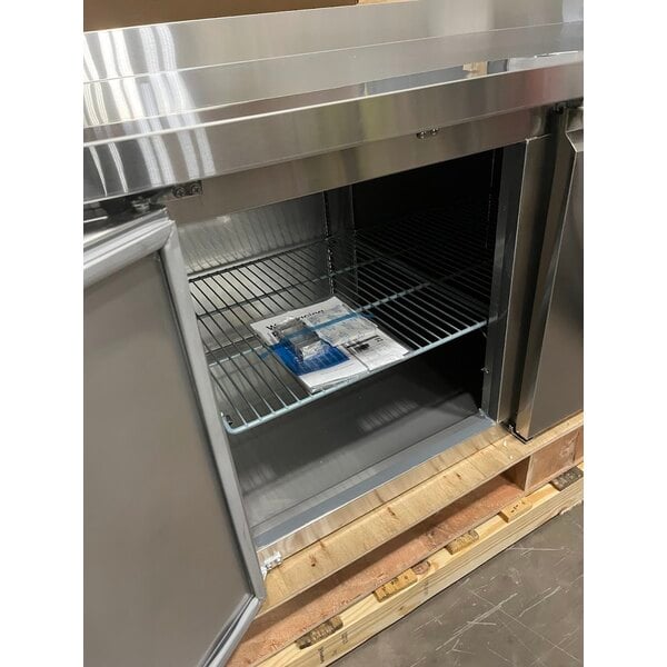 Scratch and Dent Avantco SS-WD-3R 93" Stainless Steel Extra Deep Worktop Refrigerator with 3 1/2" Backsplash