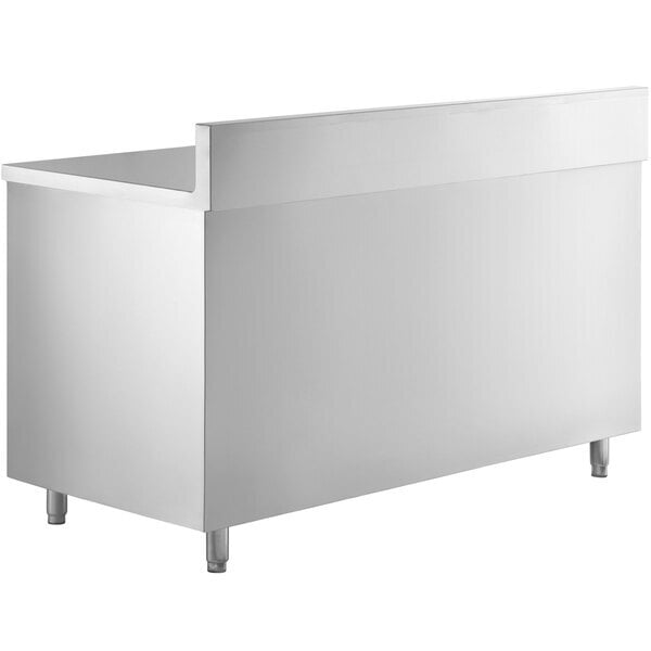 Scratch and Dent Regency 30" x 60" 16 Gauge Type 304 Stainless Steel Enclosed Base Sliding Door Table with Drawers and 6" Backsplash