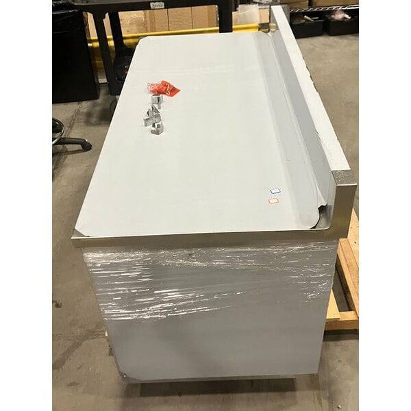 Scratch and Dent Regency 30" x 60" 16 Gauge Type 304 Stainless Steel Enclosed Base Sliding Door Table with Drawers and 6" Backsplash