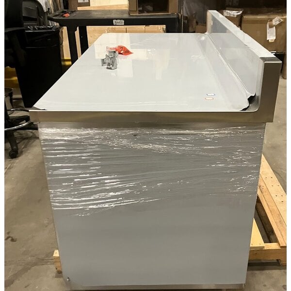 Scratch and Dent Regency 30" x 60" 16 Gauge Type 304 Stainless Steel Enclosed Base Sliding Door Table with Drawers and 6" Backsplash