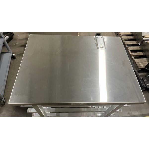 Scratch and Dent Regency Half-Size Mobile Aluminum Can Rack for #10 and #5 Cans with Stainless Steel Top and Mounted #1 Can Opener Base