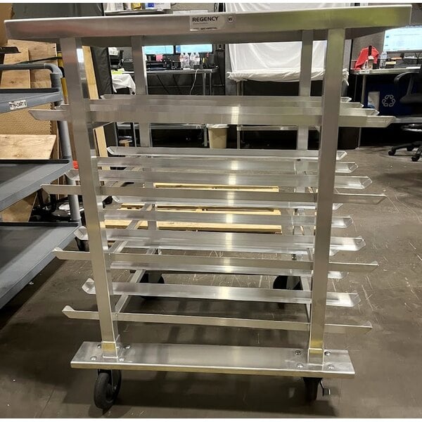 Scratch and Dent Regency Half Size Mobile Aluminum Can Rack for #10 and #5 Cans with Aluminum Top
