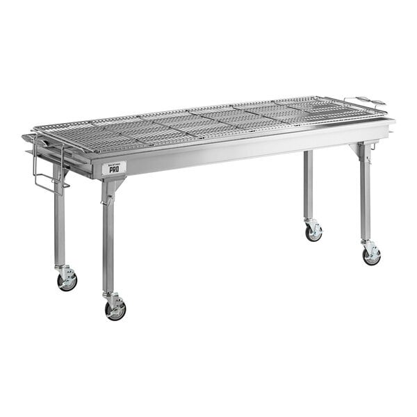 Scratch and Dent Backyard Pro CHAR-72SS 72" Heavy-Duty Stainless Steel Charcoal Grill with Adjustable Grates, Removable Legs, and Cover