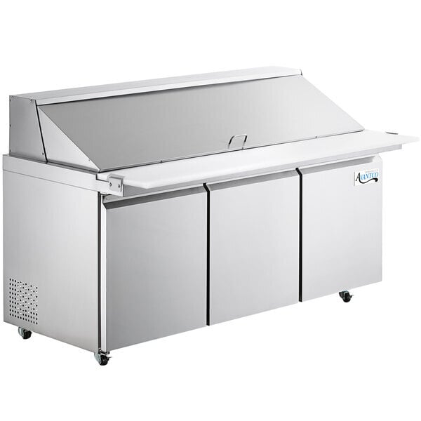 Scratch and Dent Avantco SS-PT-71M-AC 70" ADA Height 3 Door Stainless Steel Mega Top / Cutting Top Refrigerated Sandwich Prep Table with 11 1/2" Cutting Board