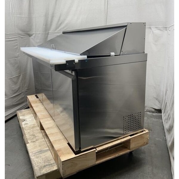 Scratch and Dent Avantco SS-PT-71M-AC 70" ADA Height 3 Door Stainless Steel Mega Top / Cutting Top Refrigerated Sandwich Prep Table with 11 1/2" Cutting Board