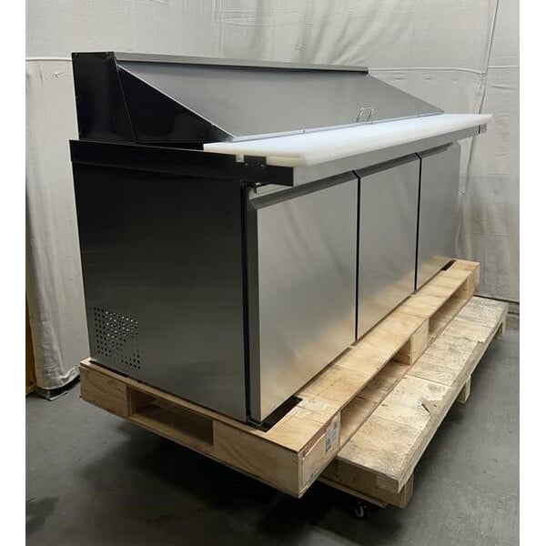 Scratch and Dent Avantco SS-PT-71M-AC 70" ADA Height 3 Door Stainless Steel Mega Top / Cutting Top Refrigerated Sandwich Prep Table with 11 1/2" Cutting Board
