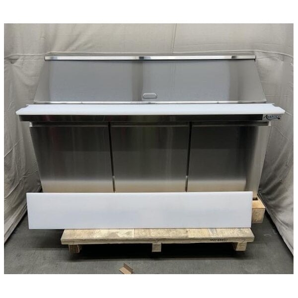 Scratch and Dent Avantco SS-PT-71M-AC 70" ADA Height 3 Door Stainless Steel Mega Top / Cutting Top Refrigerated Sandwich Prep Table with 11 1/2" Cutting Board