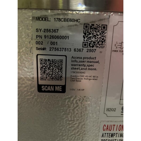 Scratch and Dent Avantco CBE-60-HC 60" 2 Drawer Refrigerated Chef Base