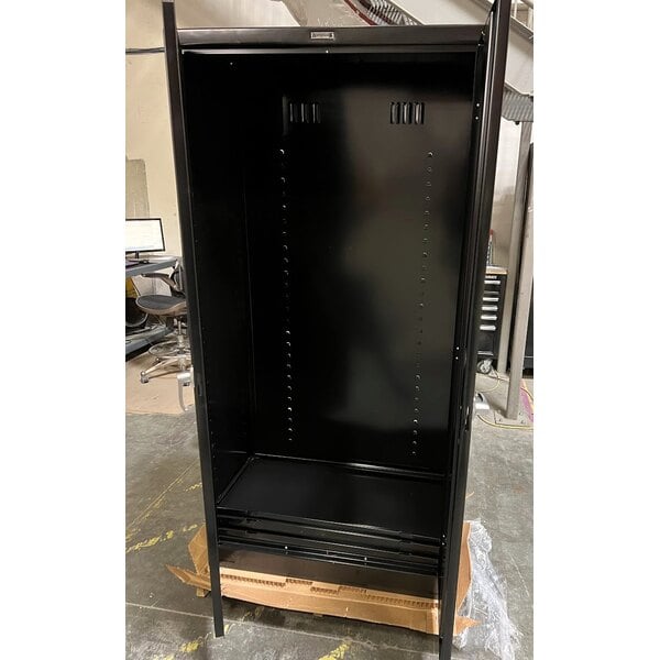 Scratch and Dent Tennsco 18" x 36" x 72" Black Deluxe Storage Cabinet with Solid Doors - Assembled 7218DLX-BLK