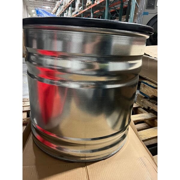 Scratch and Dent Marco Company 50" x 26" x 32" Galvanized Display Bin with Plastic Liner, Drain, and Casters