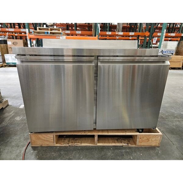 Scratch and Dent Avantco SS-WT-48R-HC 48" Two Door Worktop Refrigerator with 3 1/2" Backsplash