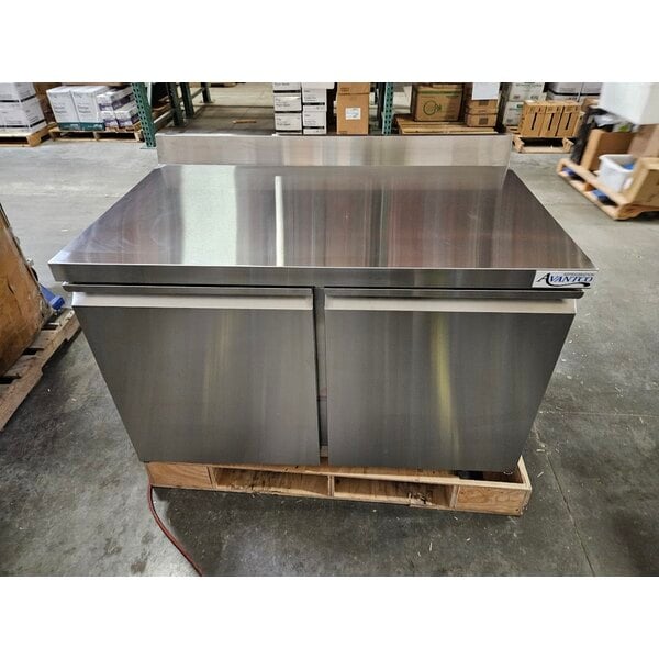 Scratch and Dent Avantco SS-WT-48R-HC 48" Two Door Worktop Refrigerator with 3 1/2" Backsplash