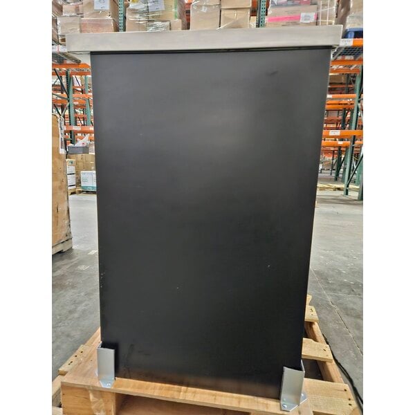 Scratch and Dent Avantco UBB-72S-HC 73" Black Counter Height Narrow Sliding Glass Door Back Bar Refrigerator with LED Lighting