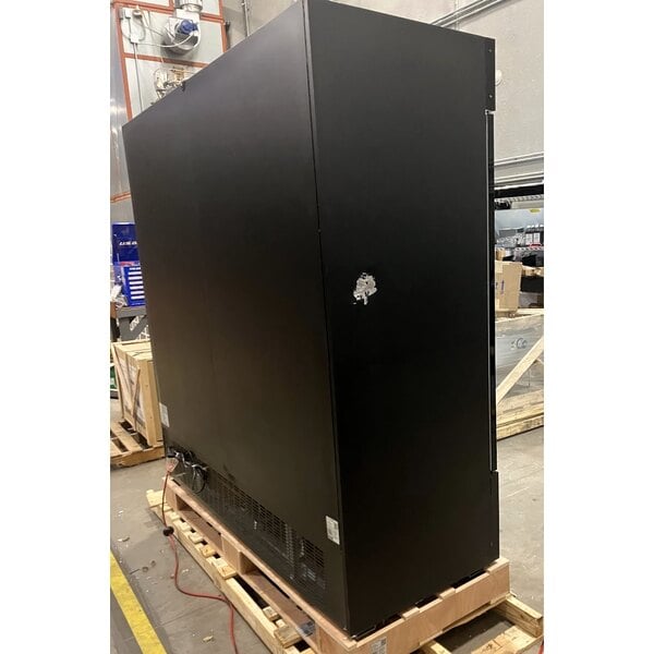 Scratch and Dent Avantco GDC-69-HC 78 1/4" Black Swing Glass Door Merchandiser Refrigerator with LED Lighting