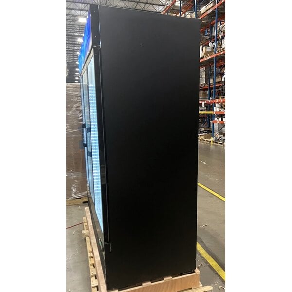 Scratch and Dent Avantco GDC-69-HC 78 1/4" Black Swing Glass Door Merchandiser Refrigerator with LED Lighting