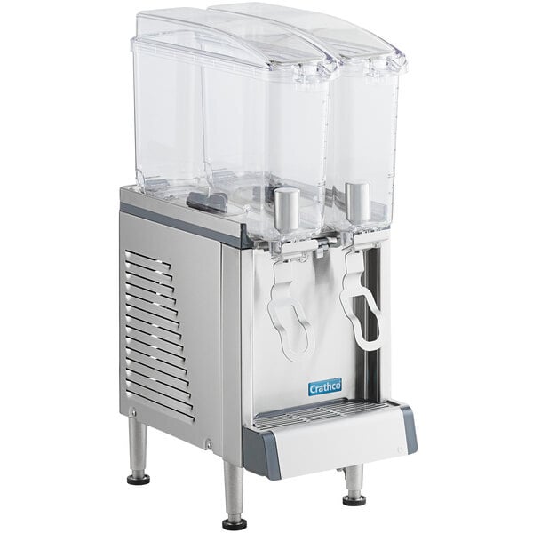 Scratch and Dent Crathco Mini Double 2.4 Gallon Bowl Premix Cold Beverage Dispenser with Agitation Function and Polycarbonate Lids