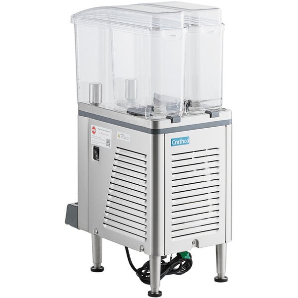 Scratch and Dent Crathco Mini Double 2.4 Gallon Bowl Premix Cold Beverage Dispenser with Agitation Function and Polycarbonate Lids