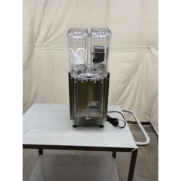 Scratch and Dent Crathco Mini Double 2.4 Gallon Bowl Premix Cold Beverage Dispenser with Agitation Function and Polycarbonate Lids