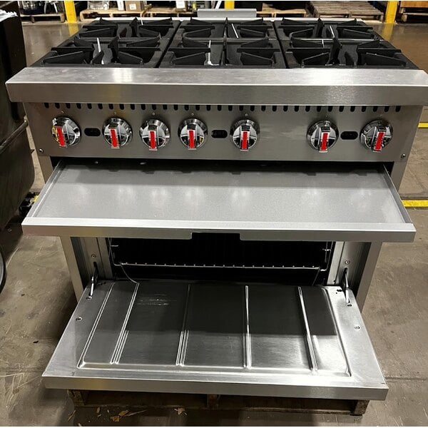 Scratch and Dent Cooking Performance Group S36-N Natural Gas 6 Burner 36" Range with Standard Oven - 210,000 BTU