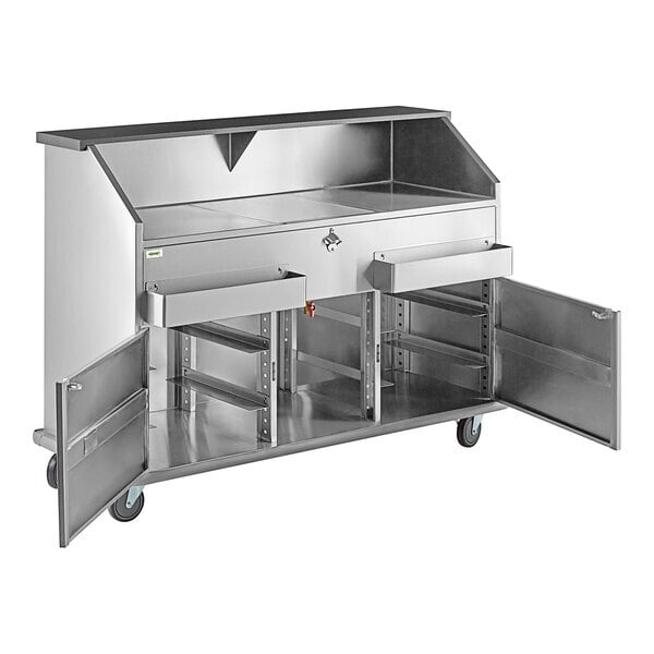 Scratch and Dent Regency 63" Standard Stainless Steel Portable Bar with Two Removable Speed Rails, Ice Bin, and Removable Ice Bin Cover