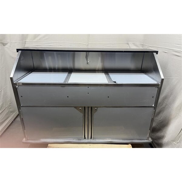 Scratch and Dent Regency 63" Standard Stainless Steel Portable Bar with Two Removable Speed Rails, Ice Bin, and Removable Ice Bin Cover