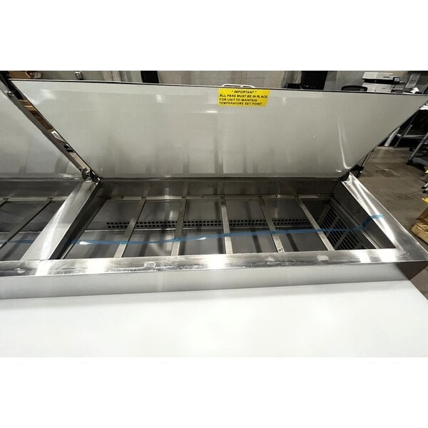 Scratch and Dent Avantco SSPPT-3G 94" 1 Door Refrigerated Pizza Prep Table with 4 Drawers