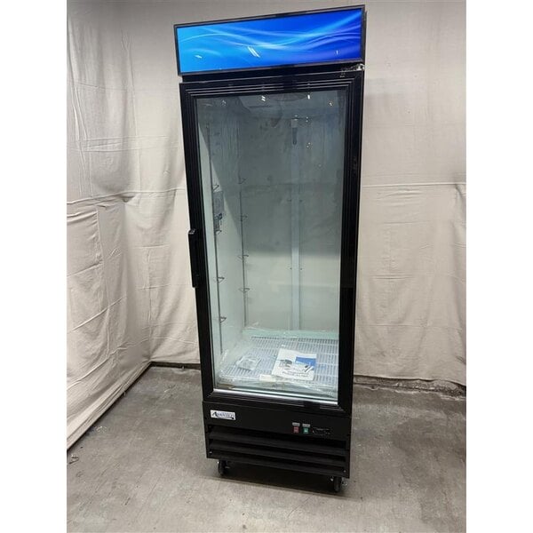 Scratch and Dent Avantco GDC-23-HC 28 3/8" Black Swing Glass Door Merchandiser Refrigerator with LED Lighting