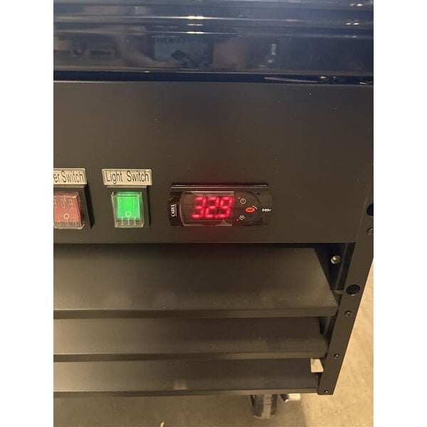Scratch and Dent Avantco GDC-23-HC 28 3/8" Black Swing Glass Door Merchandiser Refrigerator with LED Lighting