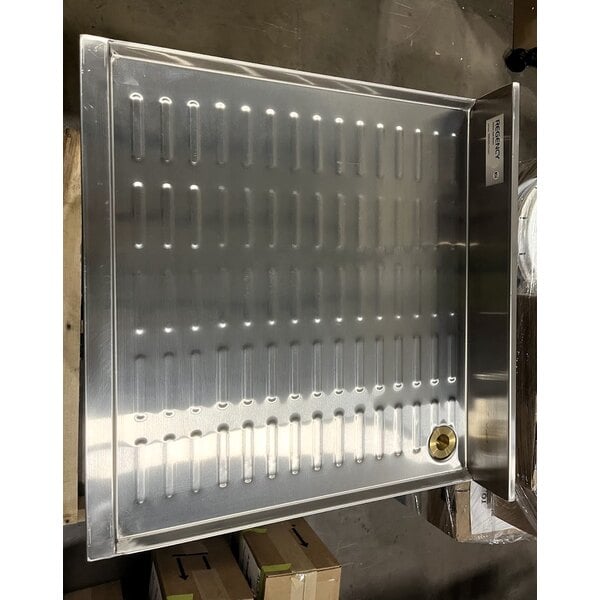 Scratch and Dent Regency Stainless Steel Corrugated Top Glass Rack Storage Unit - 23" x 24"