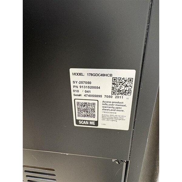 Scratch and Dent Avantco GDC-49-HC 53" Black Swing Glass Door Merchandiser Refrigerator with LED Lighting