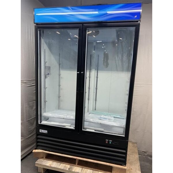 Scratch and Dent Avantco GDC-49-HC 53" Black Swing Glass Door Merchandiser Refrigerator with LED Lighting
