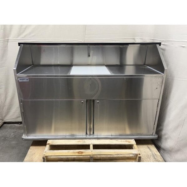 Scratch and Dent Regency 63" Standard Stainless Steel Portable Bar with Two Removable Speed Rails, Ice Bin, and Removable Ice Bin Cover