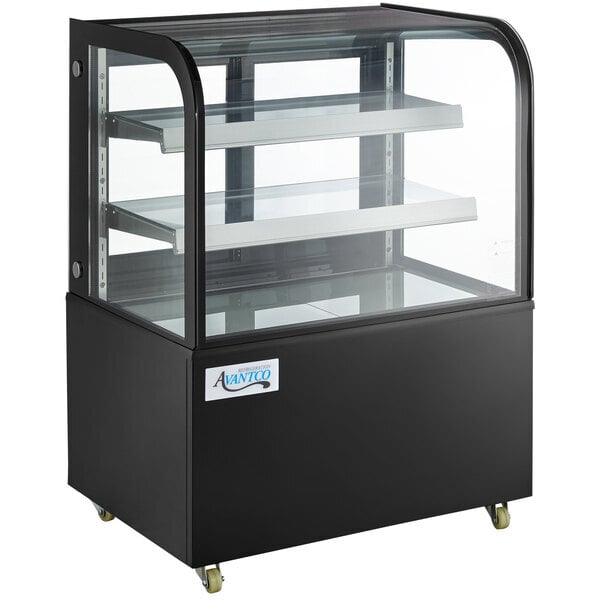 Scratch and Dent Avantco BC-36-HC 36" Curved Glass Black Refrigerated Bakery Display Case