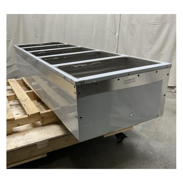 Scratch and Dent ServIt Five Pan Open Well Electric Steam Table with Partially Enclosed Base and Angled Sneeze Guard - 208/240V, 3750W