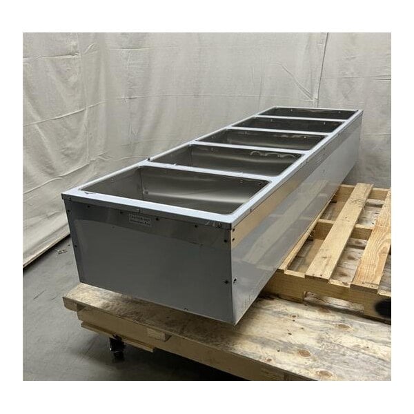 Scratch and Dent ServIt Five Pan Open Well Electric Steam Table with Partially Enclosed Base and Angled Sneeze Guard - 208/240V, 3750W