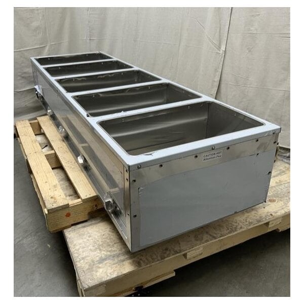 Scratch and Dent ServIt Five Pan Open Well Electric Steam Table with Partially Enclosed Base and Angled Sneeze Guard - 208/240V, 3750W