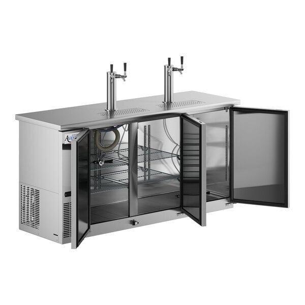 Scratch and Dent Avantco UDD-72-HC-S (2) Double Tap Kegerator Beer Dispenser - Stainless Steel, (3) 1/2 Keg Capacity