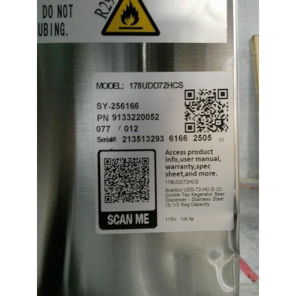 Scratch and Dent Avantco UDD-72-HC-S (2) Double Tap Kegerator Beer Dispenser - Stainless Steel, (3) 1/2 Keg Capacity