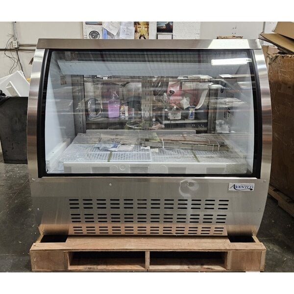 Scratch and Dent Avantco DLC47-HC-S 47" Stainless Steel Curved Glass Refrigerated Deli Case