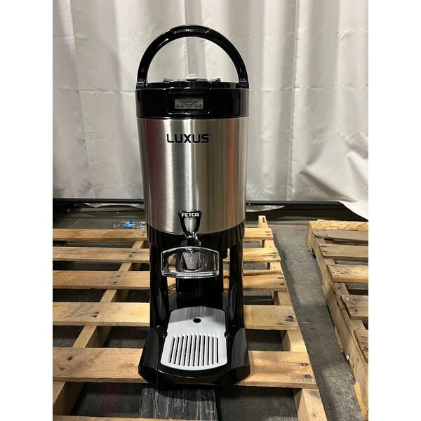 Scratch and Dent Fetco L4D-15 Luxus 1.5 Gallon Stainless Steel Coffee Server with Stand