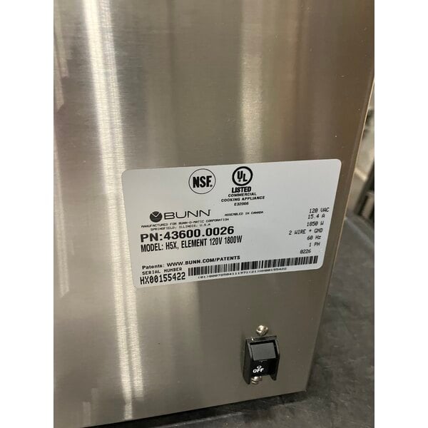 Scratch and Dent Bunn 43600.0026 H5X Stainless Steel 5 Gallon 212 Degree Hot Water Dispenser - 120V