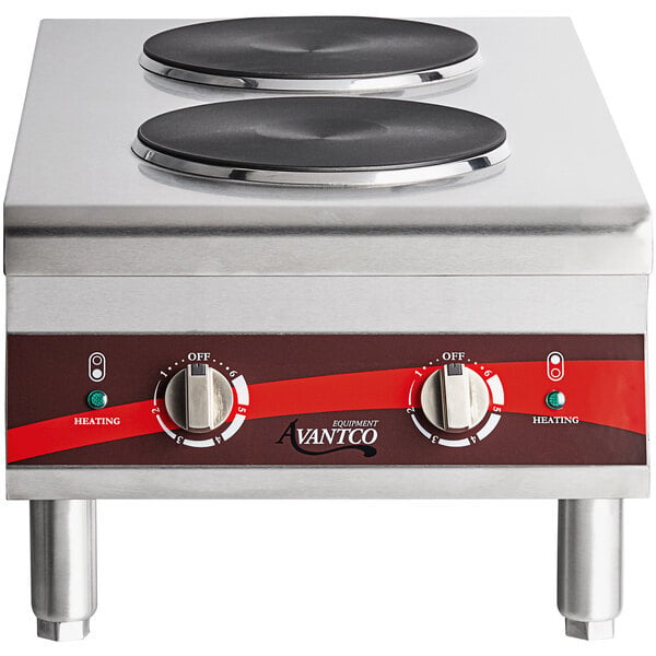 Scratch and Dent Avantco CER-200 Dual Solid French-Style Burner Countertop Electric Range - 208/240V, 2260/3600W