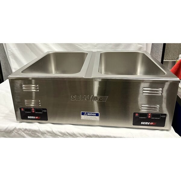 Scratch and Dent ServIt FW200D 12" x 20" Full Size Dual Well Electric Countertop Food Warmer with Digital Controls - 120V, 2000W