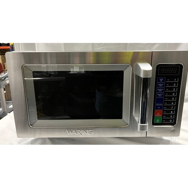 Scratch and Dent Waring WMO90 Stainless Steel Commercial Microwave with Push Button Controls - 120V, 1000W